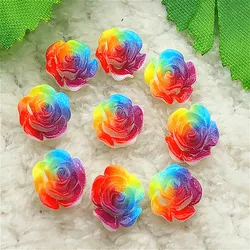 30pcs 12mm color Flat Back Resin Flower Scrapbook 3D Resin Rose DIY Fine Decoration