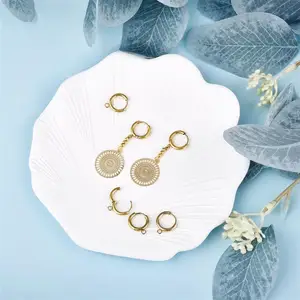 Edelstahl -Ohrring -Haken mit Schleife, goldener Umarmung, Rundohrposten, offener Sprungring, DIY -Schmuck, die Komponenten durchführen, 10pcs 6 Hauptverkaufsohrring -ANZOL Edelstahl - №6