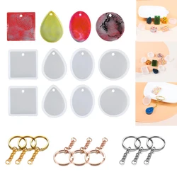 20pcs DIY Keychain Pendant Casting Silicone Mould Kit with Keyrings Art Crafts Jewelry Making Tools Crystal Epoxy Resin Mold Set