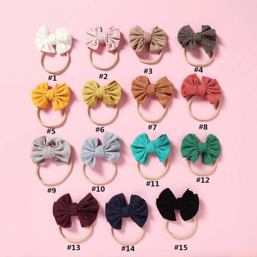 Rib Baby Bow Headbands for Girls Soft Elastic Children Hair Band Baby Hair Tie Baby Girl Headband Newborn Baby Hair Accessories