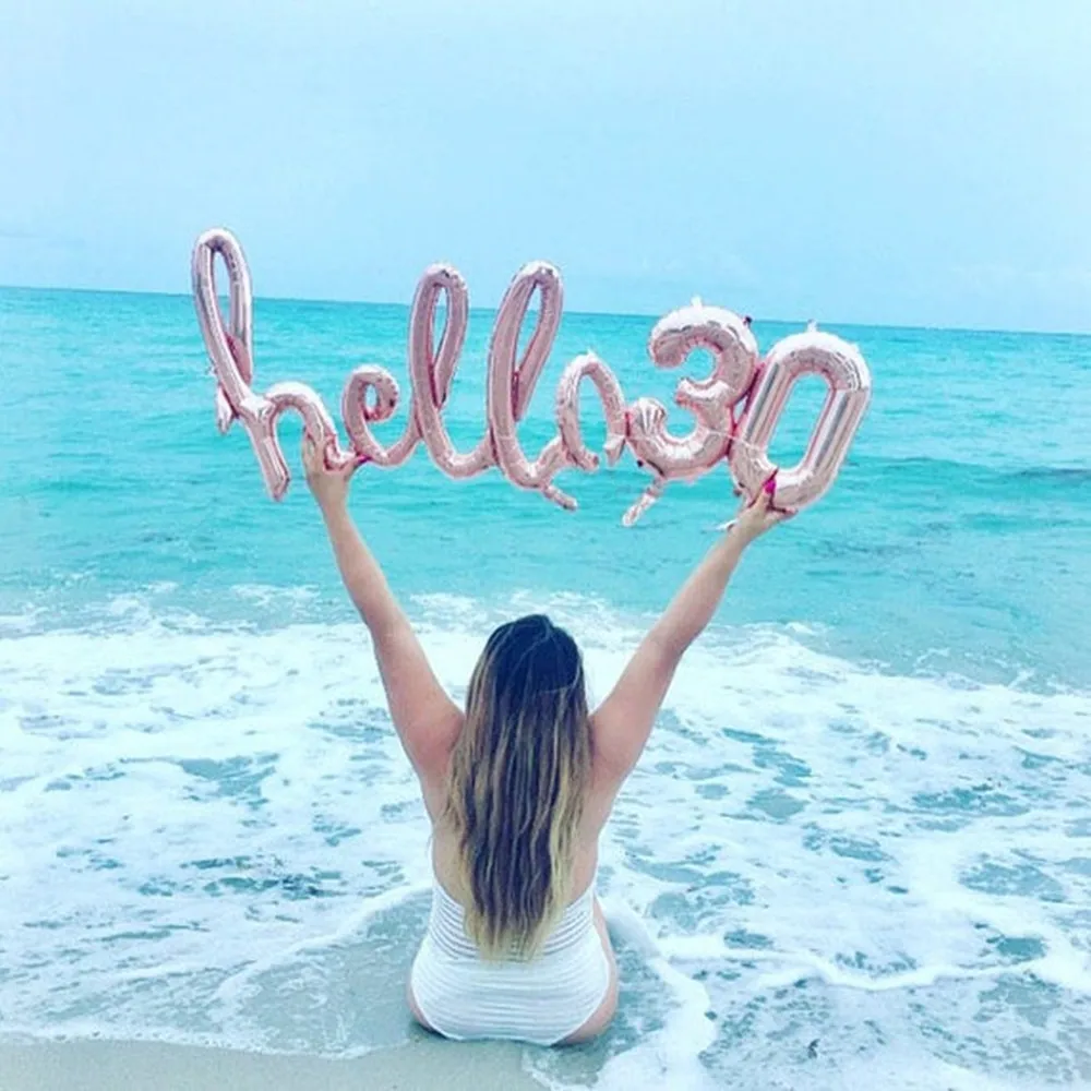 1 PCS Rose Gold Hello 30 Letter Number Balloons 30/40/50/60th Birthday Party Decor 30 Number Link Balls Inflatable Air Globos