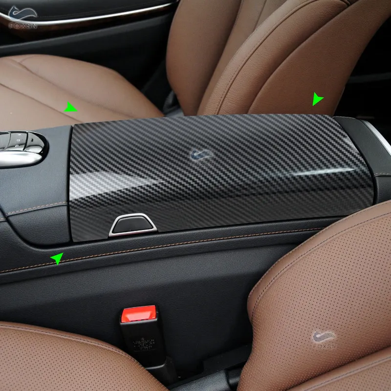 

Car Accessories ABS Carbon Texture Center Control Armrest Box Cover Trim For Mercedes Benz S Class W222 2014 - 2017 2018 2019