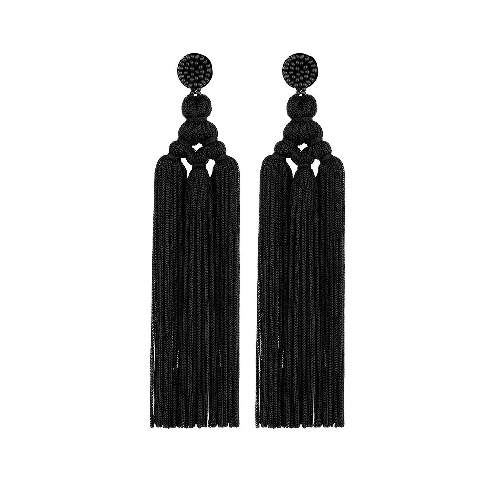 Handmade Tassel Earrings Women 2024 Fashion Jewelry Bohemian Drop Dangle Long Earrings Silk Fabric Ethnic Style Vintage Earrings