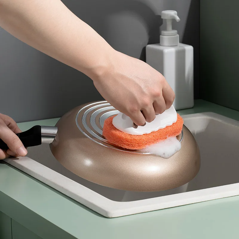 

Kitchen with handle cleaning brush household decontamination dishwashing scrubbing pot bathtub tile magic wipe sponge