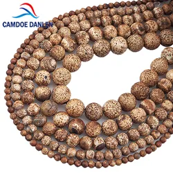 Natural Agates Beads Brown Tree Bark Stone Round Loose Beads For Jewelry Making DIY Bracelet Necklace 4/6/8/10/12mm