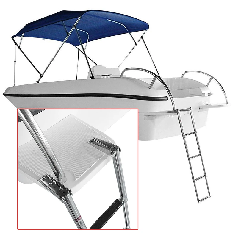 4 Stap Rvs Marine Boot Ladder Jacht Gepolijst Staal Telescoop Ladder