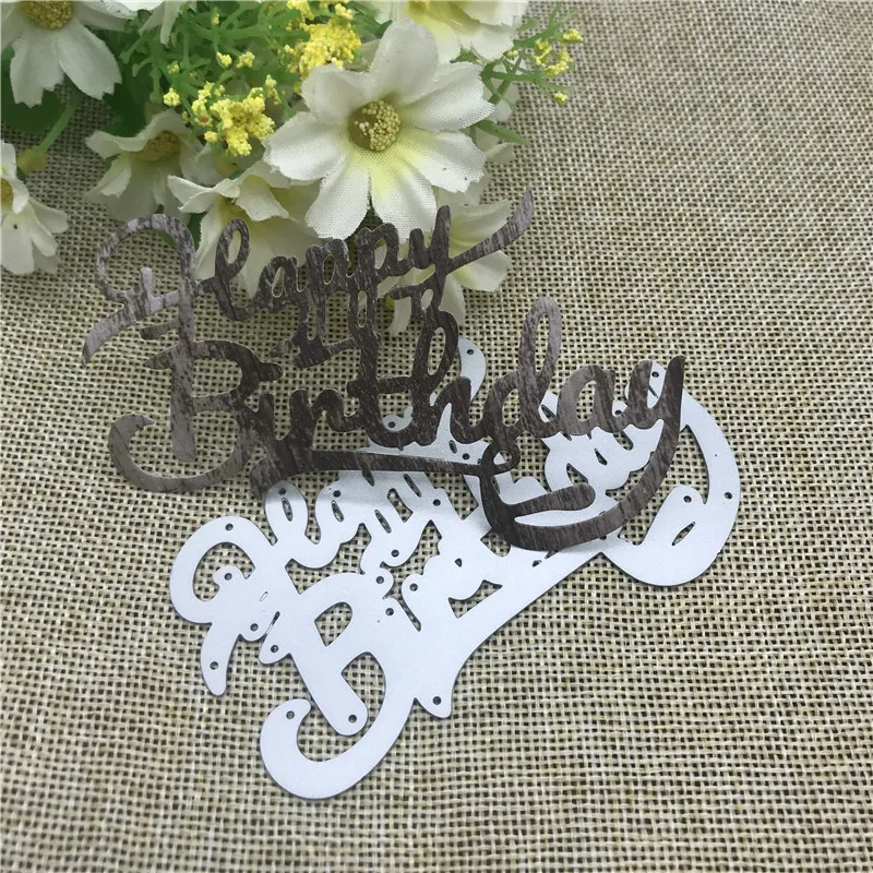 

Happy birthday letters background Metal Cutting Dies For DIY Scrapbooking Album Embossing Paper Cards Decorative Crafts