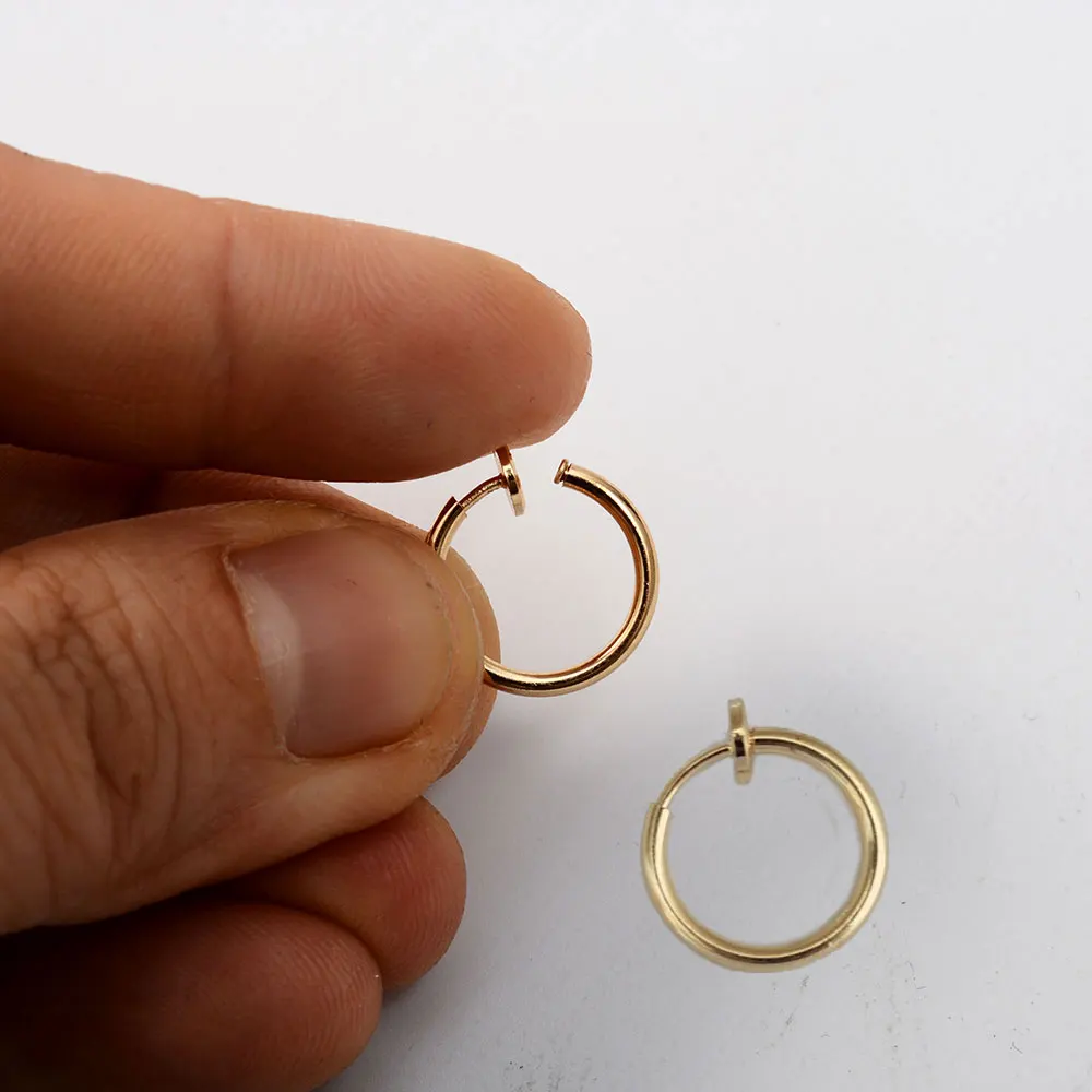 Stainless Steel Retractable Clip On Earrings Non Piercing Fake Hoop Earrings for Women Girls Without Ear Holes Clip Cuffs