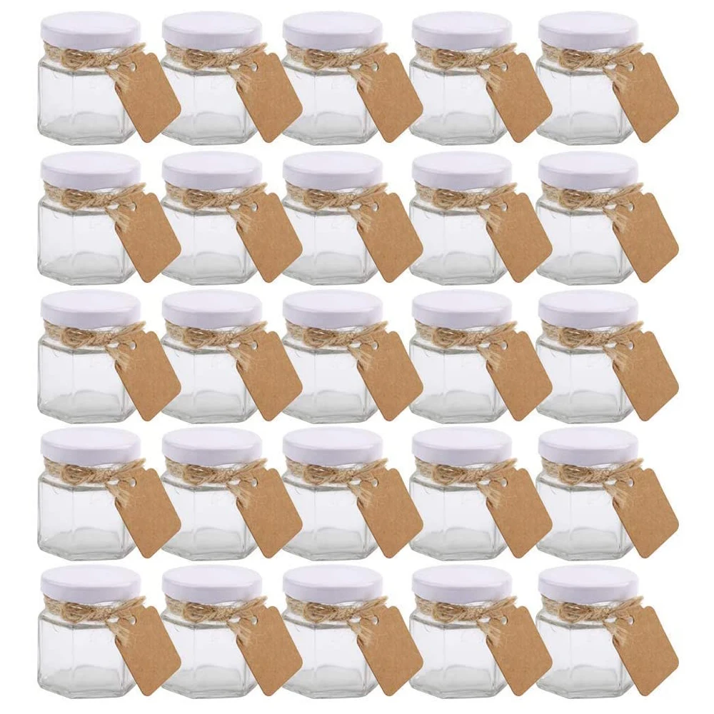 Small Mason Jars,  Small Glass Jars Mini Honey Jars Clear Hexagon Jars with Lids mini glass jar