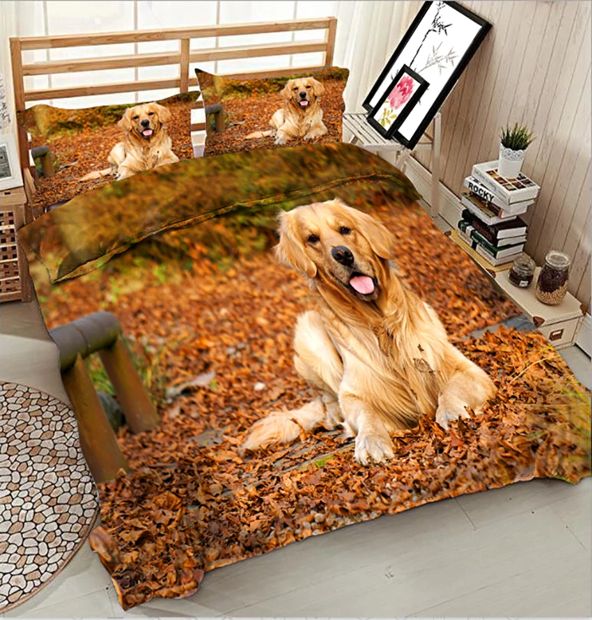 Twin Full Queen Cover Set Bed Sheet Duvet Cover Long Haired Dog Pillowcase  Bed Cover 3D Bedding Set Double Bed Set King Size