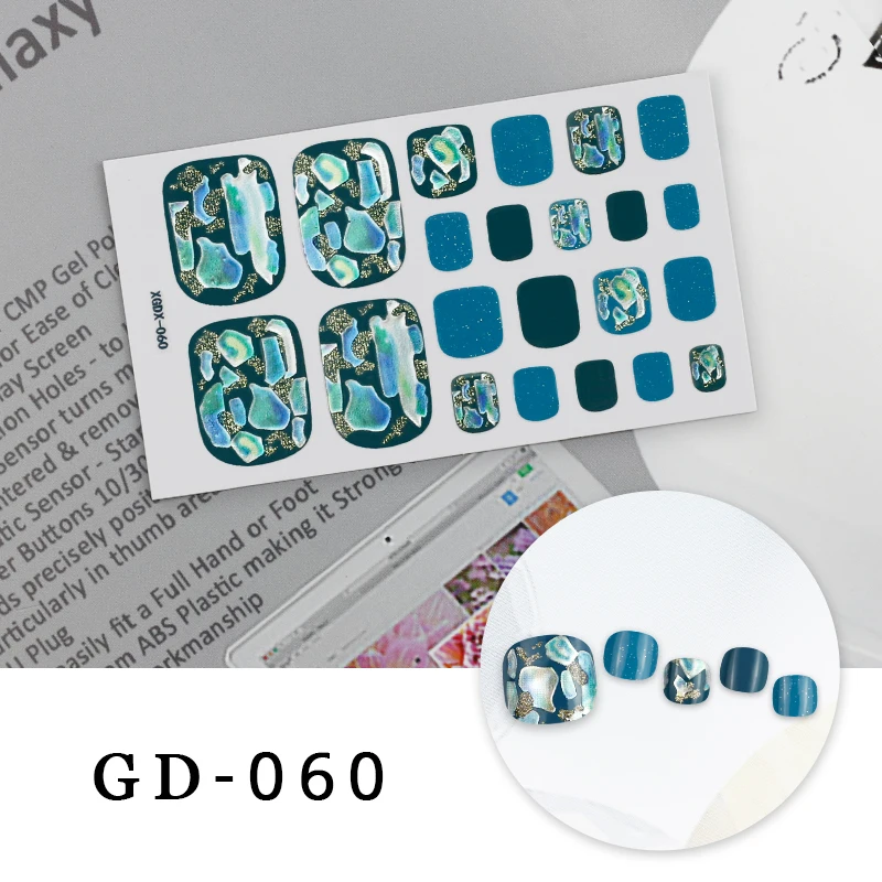 Sanuxc 3D Nail Sticker for Foot Self Adhesive Nail Polish Stickers for Manicure Full Cover Stickers for Toenails Summer