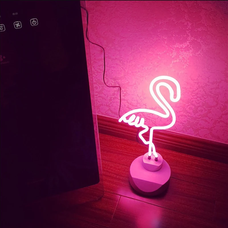 Gorgeous Neon Sign Lamp Ins Style Desktop Decoration Night Light Flamingo Traditional Neon Tube Bulb Lights Accent Lighting