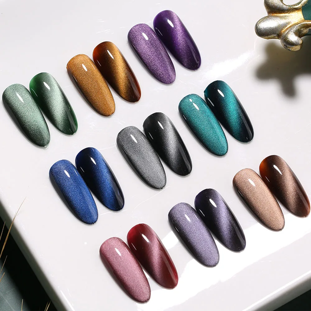 

Vendeeni 9 Color/set Galaxy Crystal Cat's Eye Gel Nail Polish UV LED Magnetic Effect Manicure Nail Gel Lacquer With Color Card