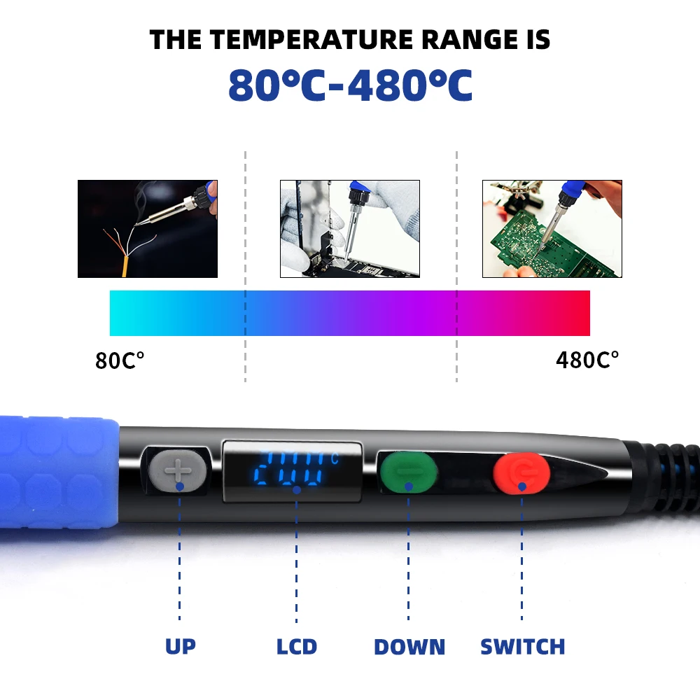 90W saldatore temperatura regolabile saldatore elettrico stazione di rilavorazione del ferro Mini manico strumenti di riparazione per saldatura a matita termica