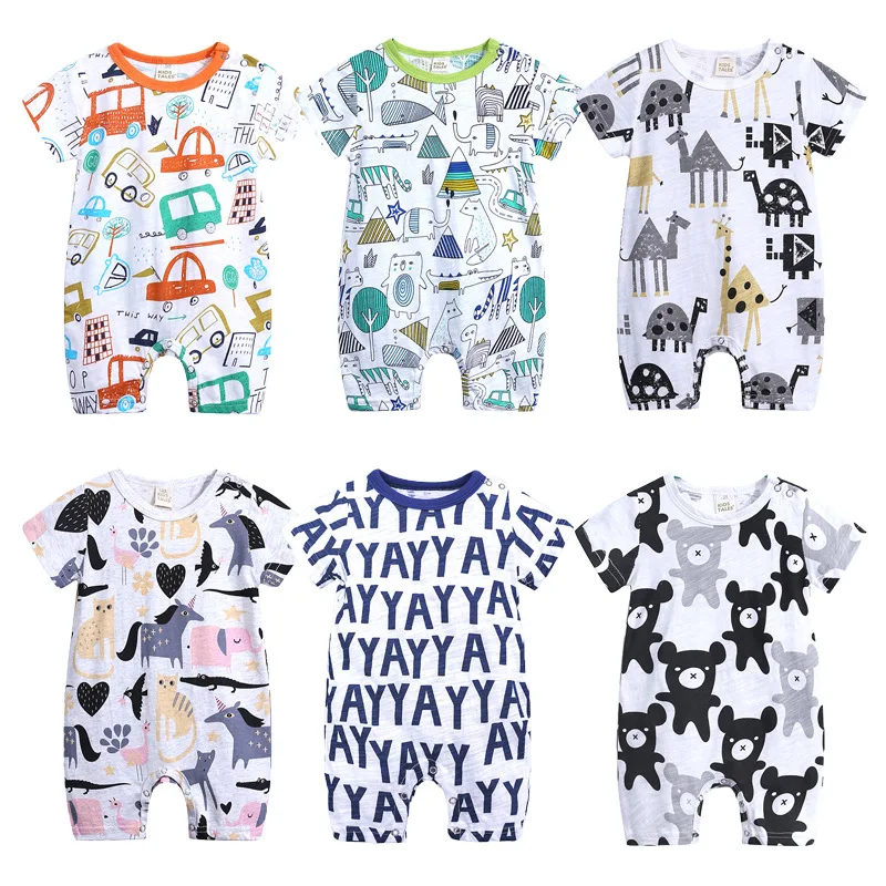 

Baby onesies summer cotton short-sleeved romper 0-24 months baby clothes knit breathable romper cute cartoon short romper