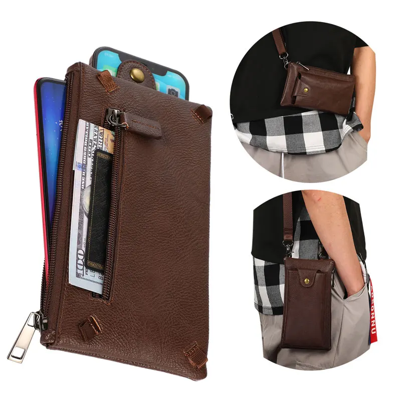 Universal Small Mobile Phone Bag for iPhone 11 12 pro Max X XS max 7 8 6plus Wallet Case PU Leather Pouch for Samsung S20 ultra