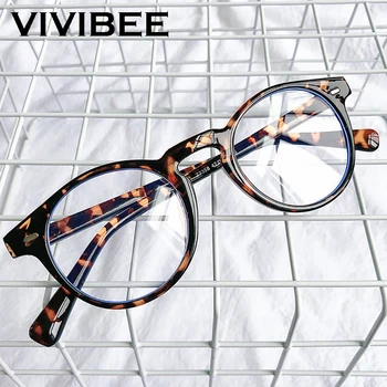 VIVIBEE صغيرة الحجم مرشح الضوء الأزرق نظارات الرجال ليوبارد إطار مربع الألعاب UV400 بلو راي حجب الكمبيوتر النساء النظارات