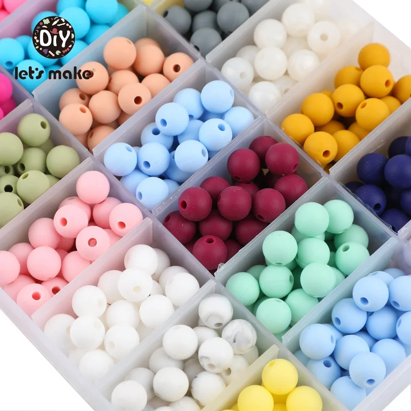 Let's Make Silicone Beads 9mm 30pcs Teether Bracelet PVC Free DIY Pacifier Chain Pendant Baby Products For Newborns Children