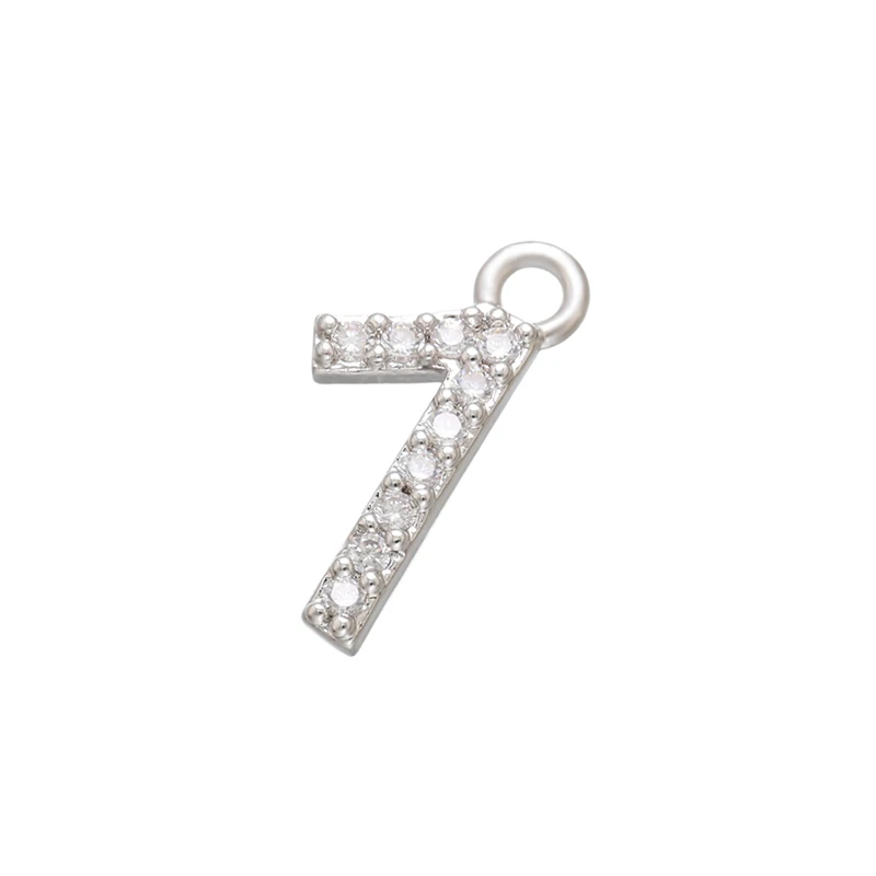 ZHUKOU bigger CZ crystal number charms Arabic numbers pendant for jewelry making DIY earrings necklace Jewelry accessories VD721