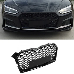 For Audi A5 S5 B9 Sline 2017-2019 Black Frame Car Racing Grill Front Bumper Mesh Grids for Quattro Style Not Fit Real RS5