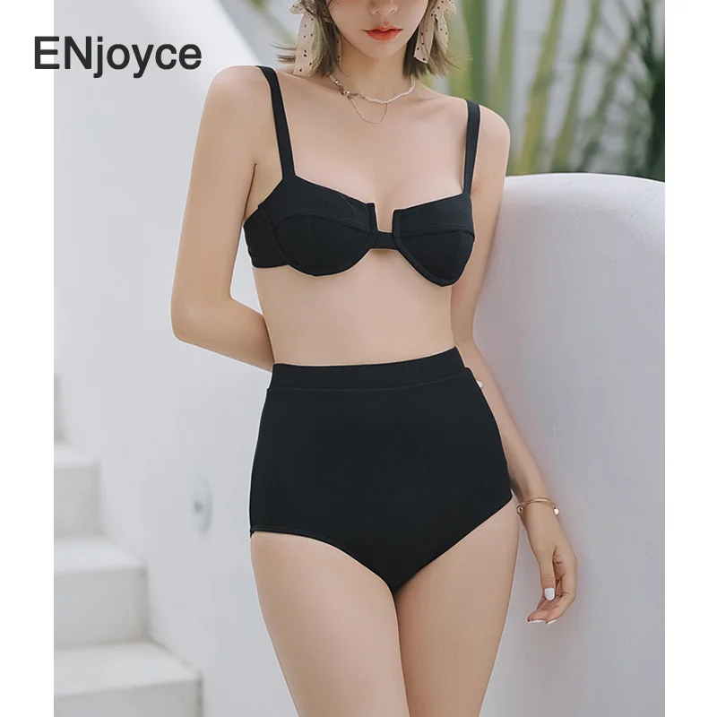 Summer Black Bikini Thongs 2 Piece Set 2023 Cover Up Swimsuit Women High Waist Swimwear Swimming Bathing Suit Beach Wear