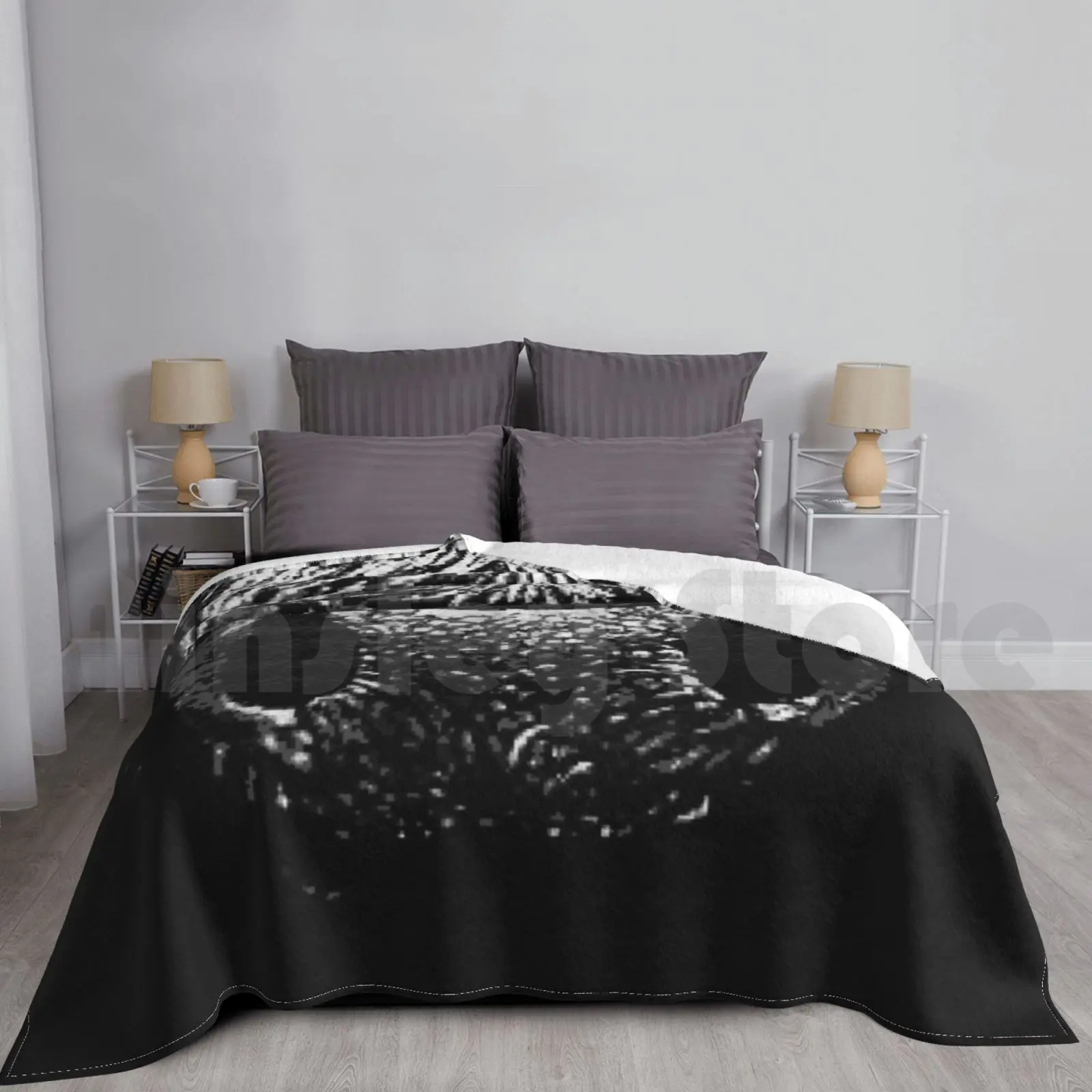 

Cow Nose Blanket Super Soft Warm Light Thin Cow Moo Black And White Bovine Bull Graphics Hand Drawn Charcoal White On
