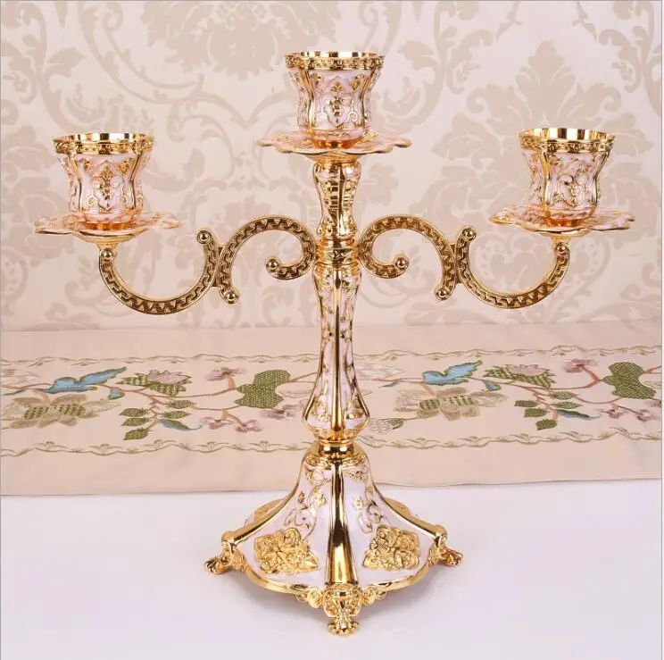 Europe 3/5 arm gold white metal candelabra candle holders gold candle holders  candlestick holder for home decoration ZT138