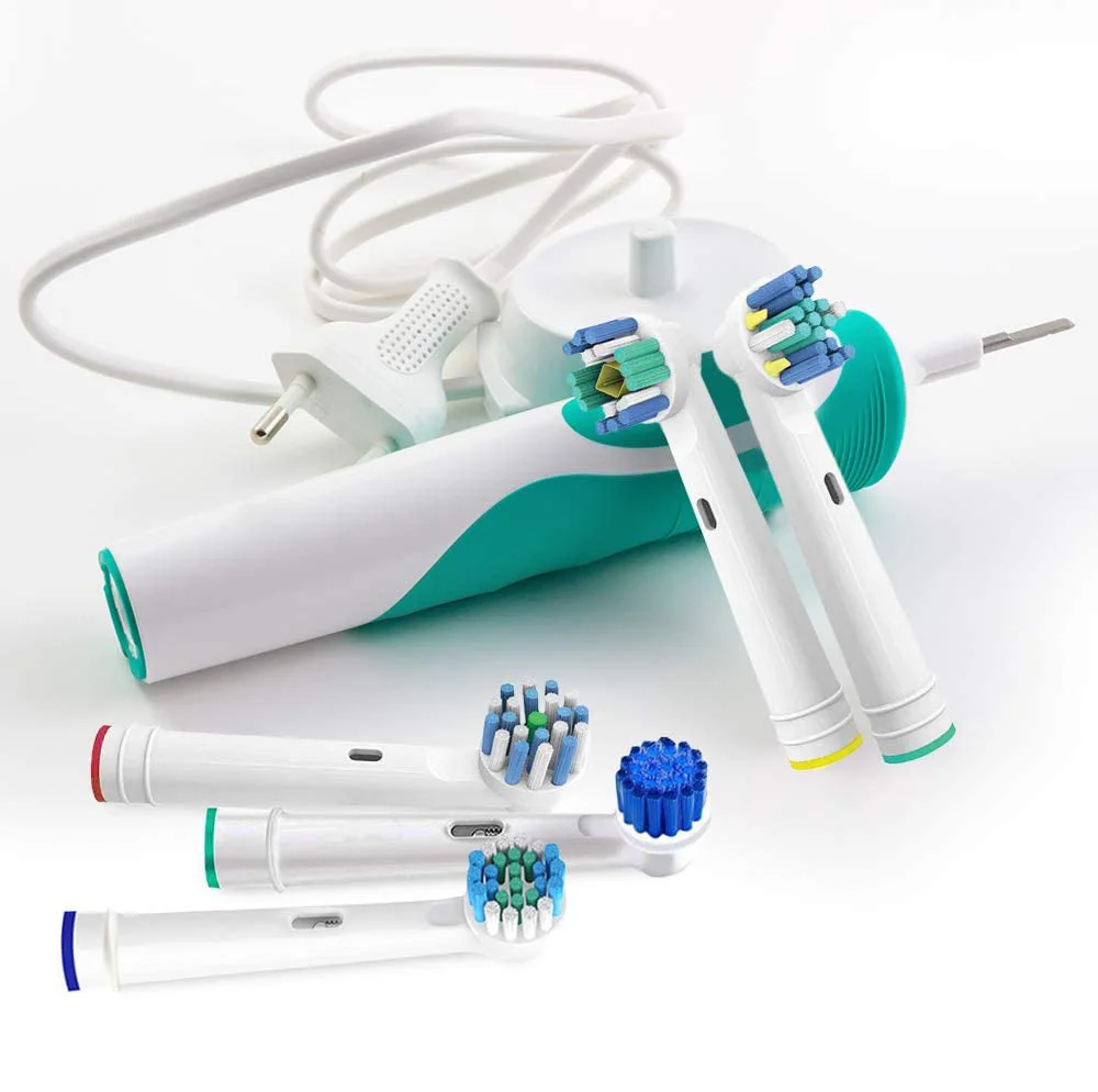Paquete de 4 limpiadores sensibles, 4 limpiadores de hilo dental, 4 limpiadores de precisión y 4 acciones cruzadas. Se adapta al cepillo de dientes eléctrico Oralb