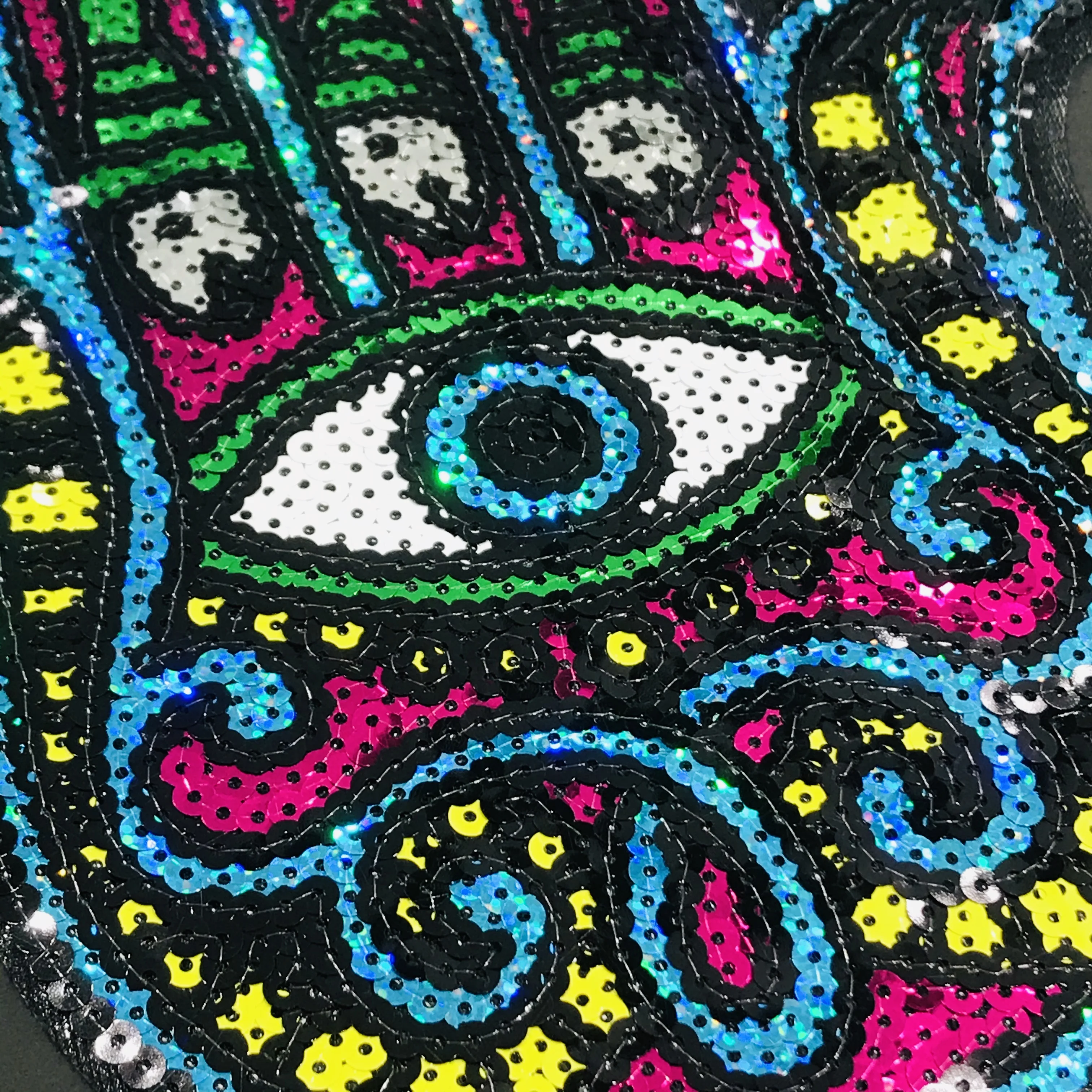 1Pcs Big Patches Brand Shine Sequin 3D Sticker Palm Eyes Embroidery Motif Applique Garment Kids Women DIY Clothes Backpack Badge