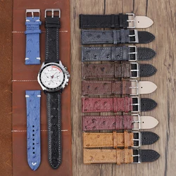 Vintage Ostrich Pattern Leather Watchband 18mm 20mm 22mm 24mm Watch Strap Bracelets Repalcement for Men Wrist Band Accessories