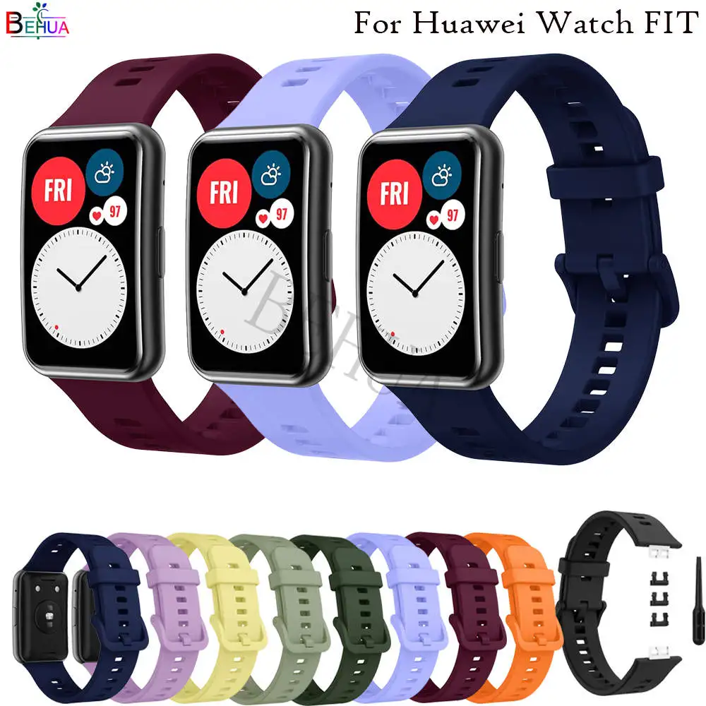 Kleurrijke Siliconen Horlogeband Voor Huawei Horloge Fit Originele Smartwatch Band Armband Voor Huawei Horloge Fit Se/Fit Nieuw