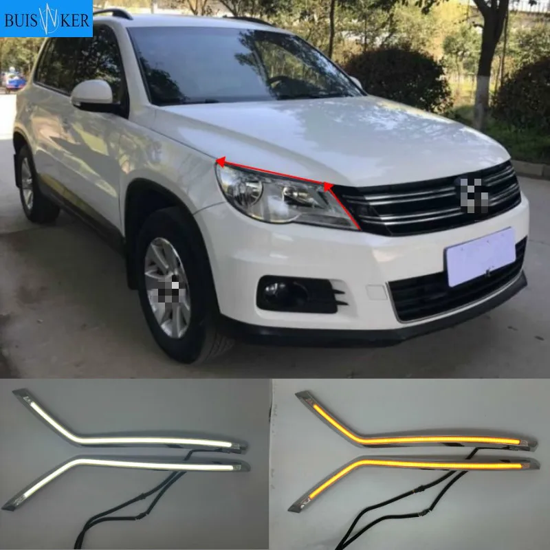

2PCS For Volkswagen Tiguan 2010-2012 Turn Yellow Signal Relay Waterproof 12V Car DRL Lamp LED Daytime Running Light