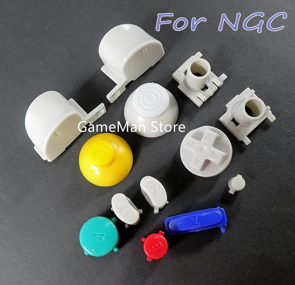 1 Juego para controlador Nintend NGC, teclas de botón táctiles de pulgar coloridas, tapa de cubierta de Joystick de juego L R ABXY Z, botones de teclados