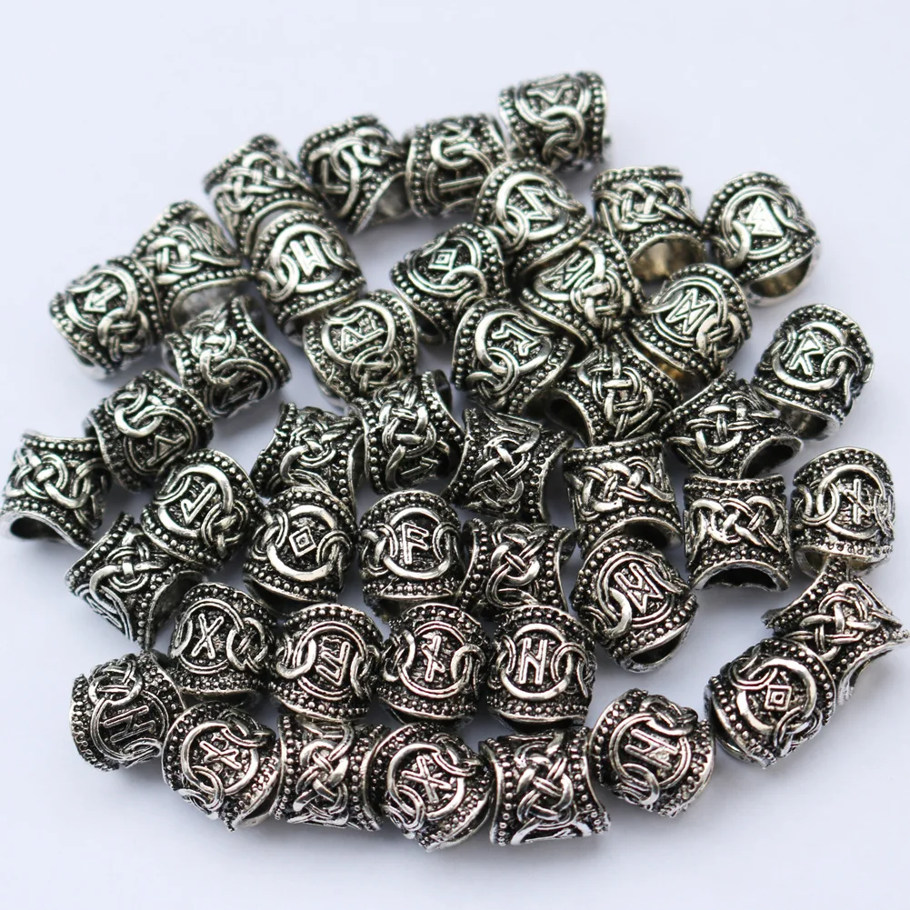 Nostalgia 24Pcs Wholesale Norse Viking Runes Charms Lot Pendant Jewelry Making For Necklace Bracelet Diy Hair Beard Accessories