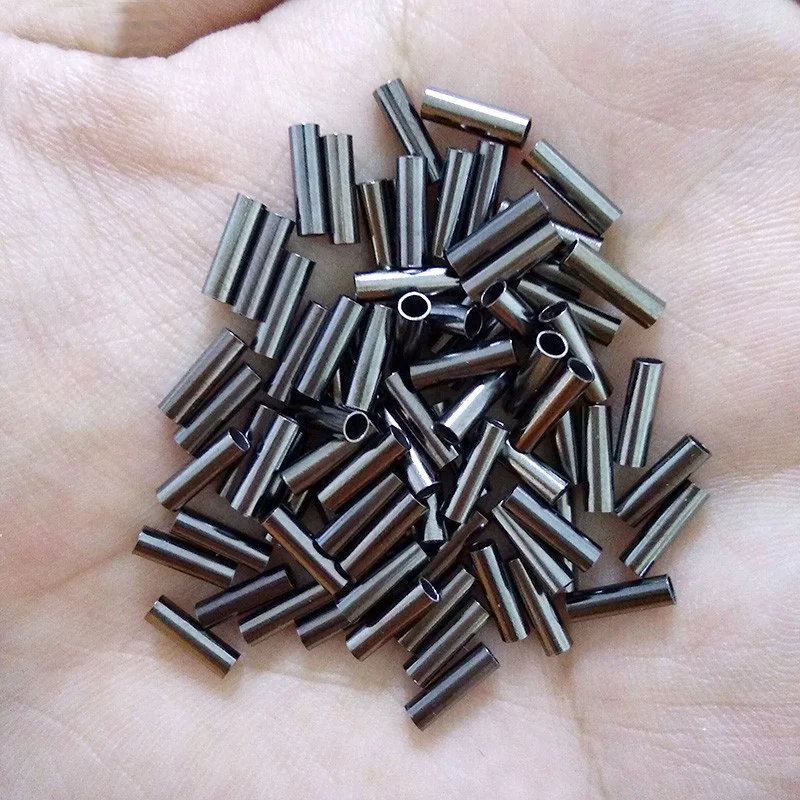 1500Pcs/lot Black Round Copper Fishing Tube wire crimp sleeve fishing tube Connector Fishing Line Accessories Tool