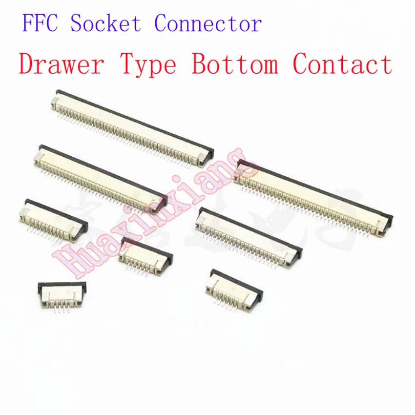 

50PCS/Lot 1.0MM FFC/FPC Socket Connector Drawer Bottom Contact 4P/5P/6P/7P/8P/10P/12P/14P/16P/18P/20P/22P/24P/26P/28P/30P/40P