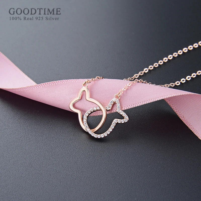 Fashion Women Pure 925 Sterling Silver Necklaces Pisces Constellation Zircon  Necklaces Girl Chain Jewelry Accessory Gift