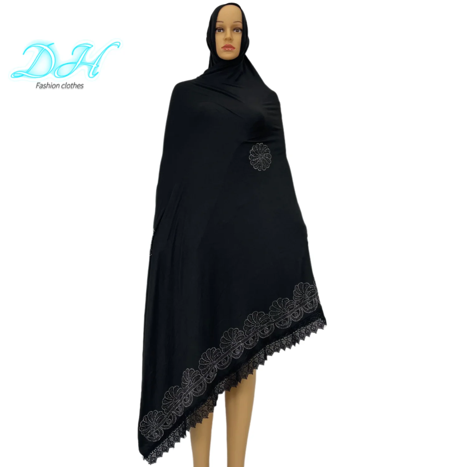 Latest african Soft 100% Cotton Lace Scarf Muslim Women African Hijap Dubai Pray Big Size  For Shawls Wraps DH077