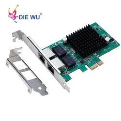 PCIe 1x 2-portowa karta sieciowa RJ45 Gigabit 10/100/1000Mbps Network Server Adapter Card NIC do chipsetu Intel 82575/82576 z krótkim wspornikiem