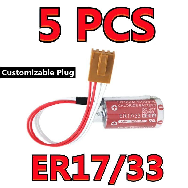 NEW Original NEW ER17/33 3.6V 1600mAh Li-ion Thionyl Chloride PLC Battery With Four- Hole Connector (Customizable Plug)