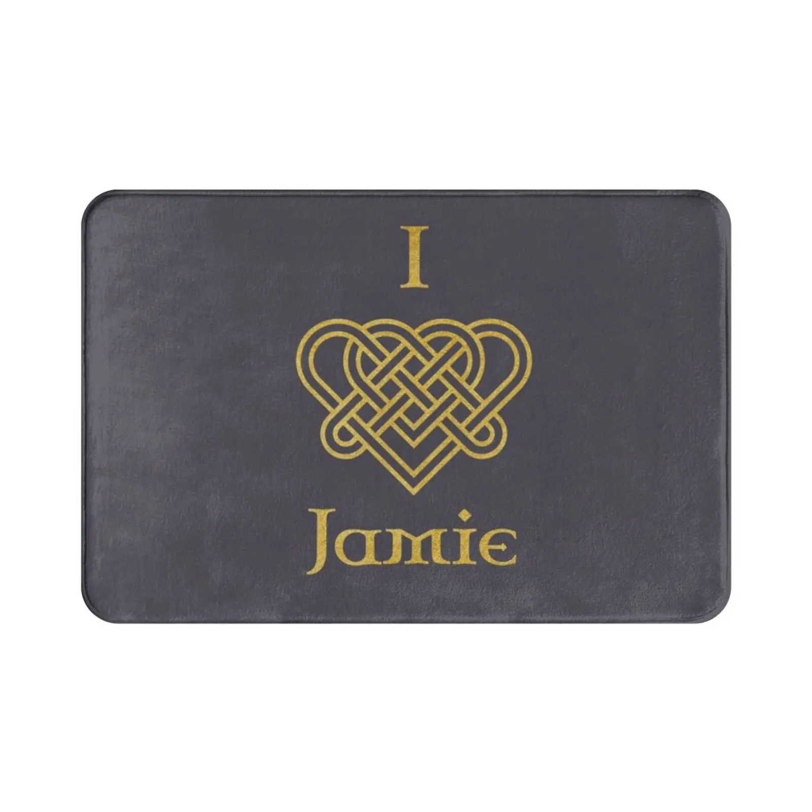 I Love Jamie Gold Carpet Mat Rug Cushion Soft Outlander Love Scottish Scotland Heart Fanart Sassenach Dragonfly Jamie