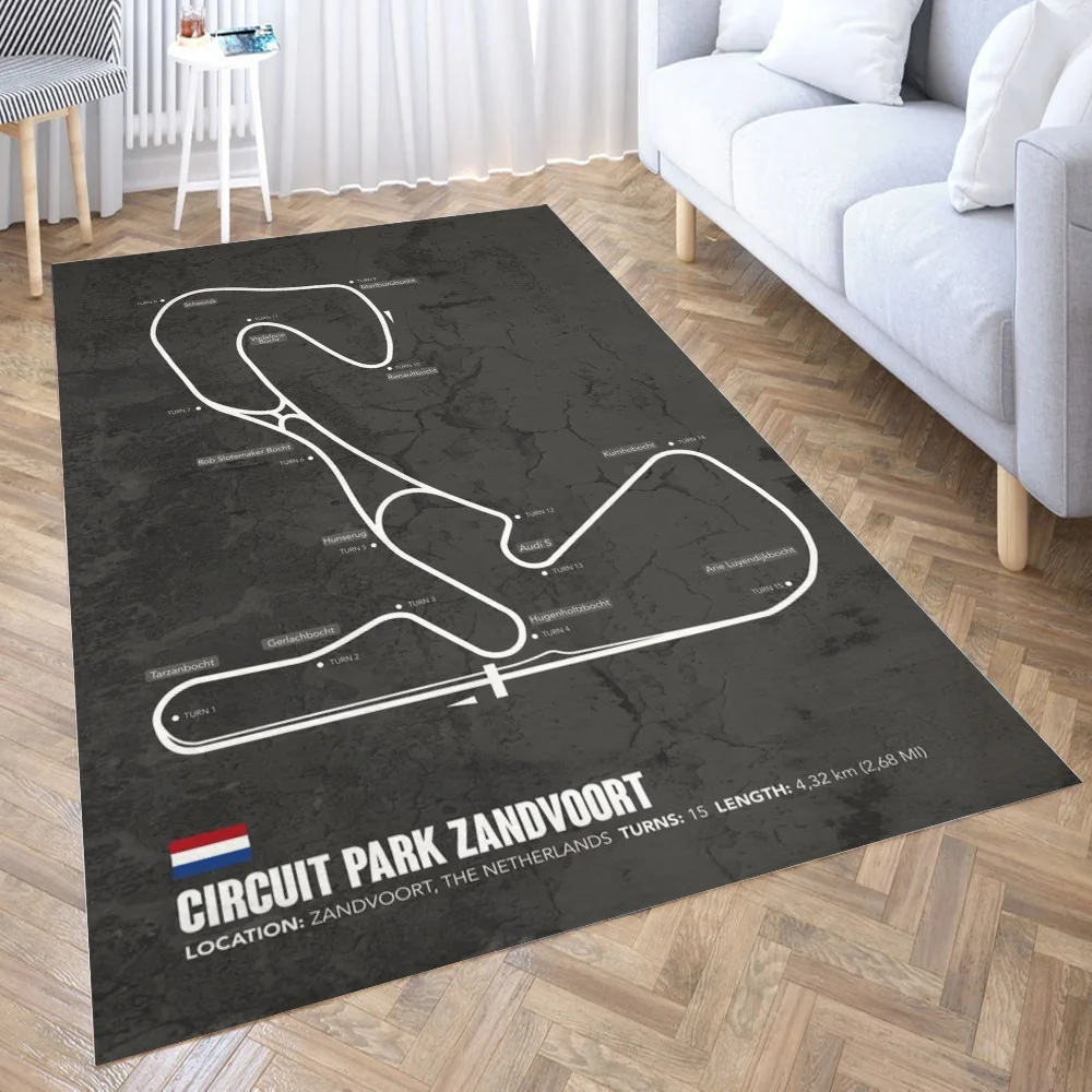 Circuit Park Zandvoort 3D Printing Room Bedroom Anti-Slip Plush Floor Mats Home Fashion Carpet Rugs New Dropshipping