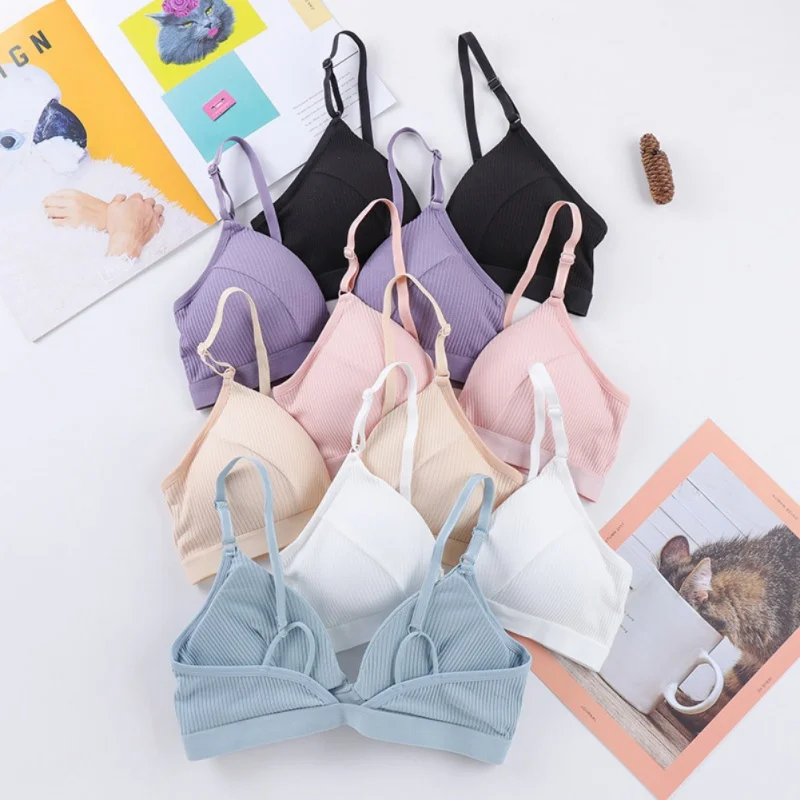 Adjustable Shoulder Strap Bralette Gather Shockproof Bra Push Up Leisure Soft Breathable Bras for Female