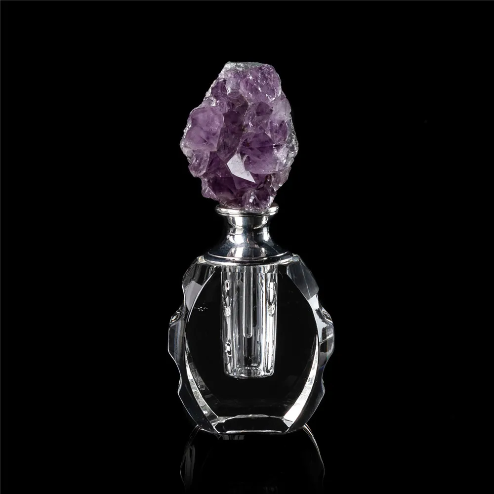 1pcs Natural Stones Amethyst Cluster Perfume Bottles Women Home Decor On The Dressing Table