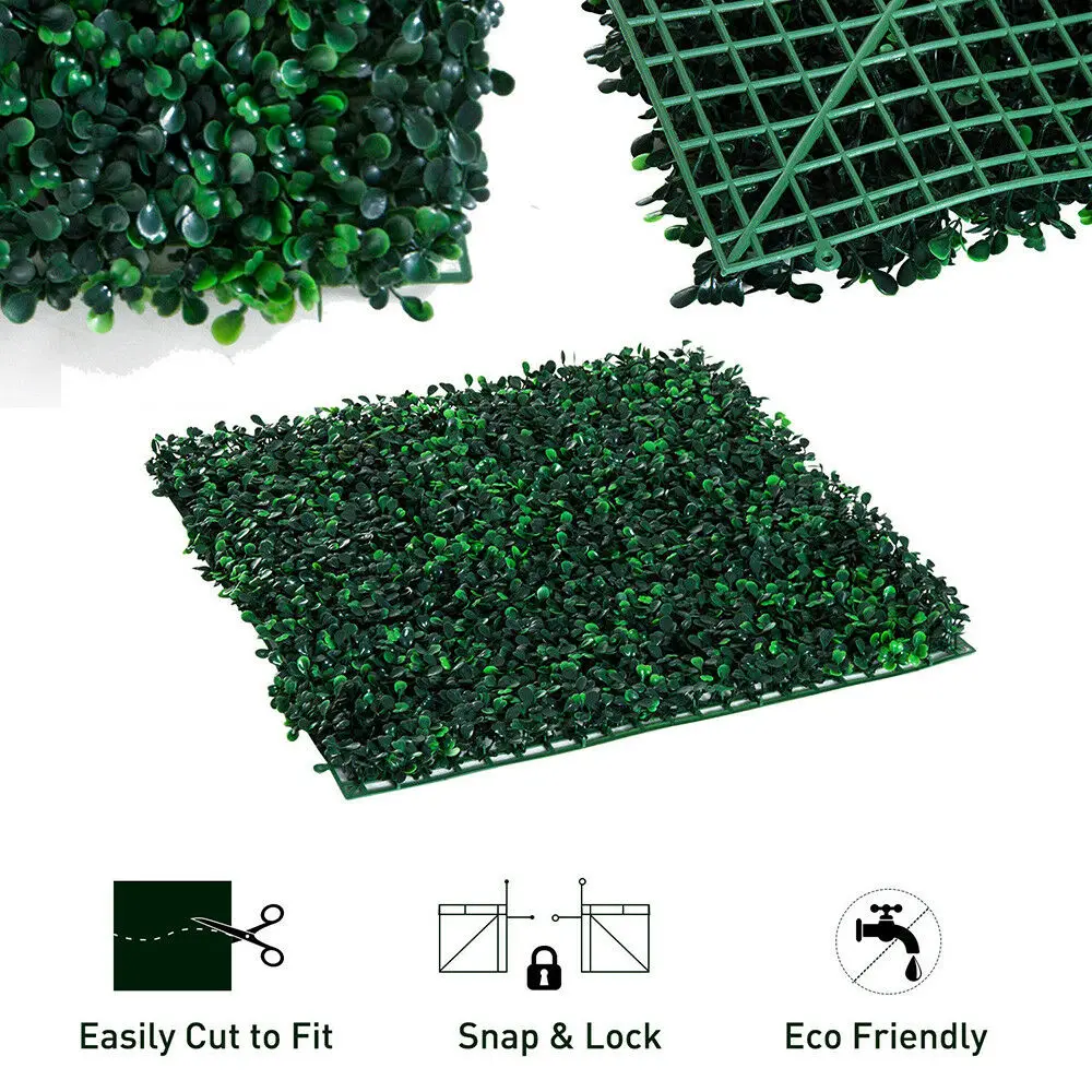 12pcs 25x25cm Plant Wall Artificial Lawn Boxwood Hedge Garden Backyard Home Decor Simulation Grass Turf Rug Lawn Outdoor Wall