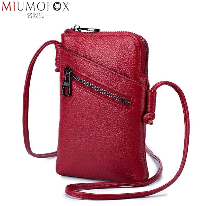 Girl\'s Small Mobile Phone Bag 2023 New Women Party Shoulder Bags Genuine Leather Stylish Vertical Style Crossbody Bag Versatile