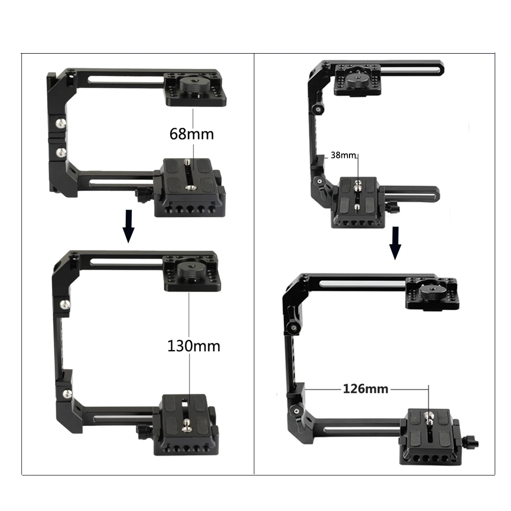 CAMVATE Adjustable Camera Half Cage Rig With Manfrotto QR Baseplate & NATO Rail Side Cheese Bar For DSLR Cameras DIY Setups