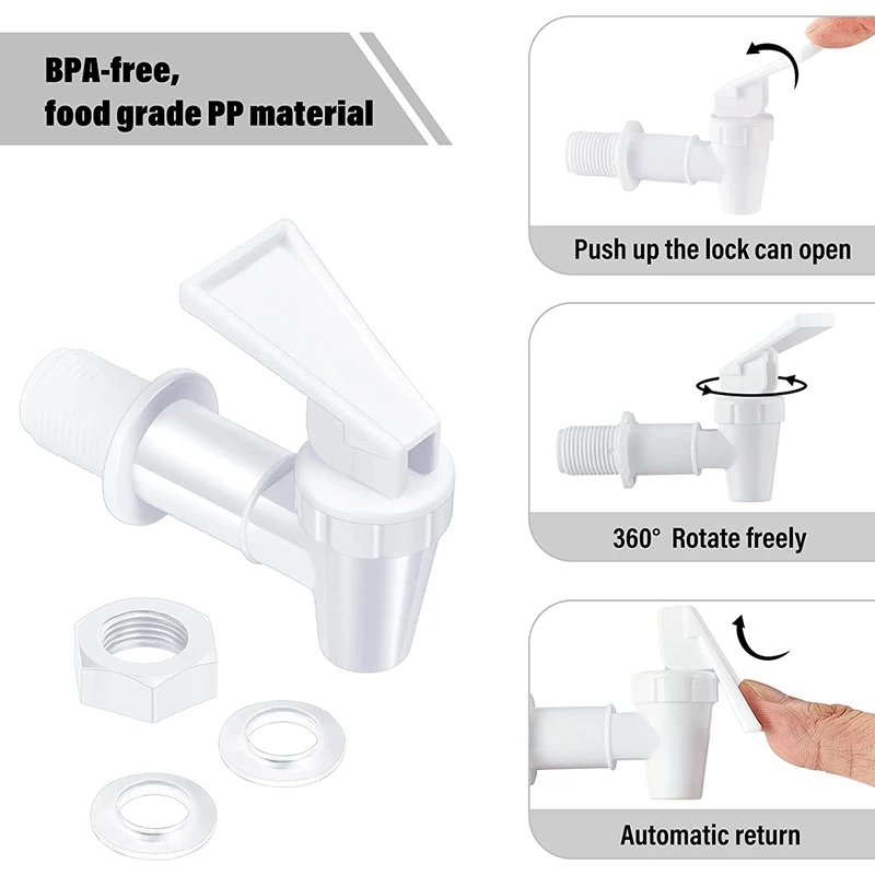 4 stück Ersatz Kühler Wasserhahn Wasser Flasche Krug, Dispenser Tap Set, Wiederverwendbare Zapfen Auslauf Wasser Getränke Dispenser