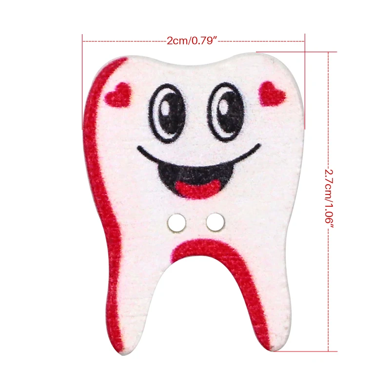 50pcs Dental Gift Tooth Shape Buttons Dentist Teeth Shape Sewing Scrapbooking Accessories Adornment Decoration Molar Badge