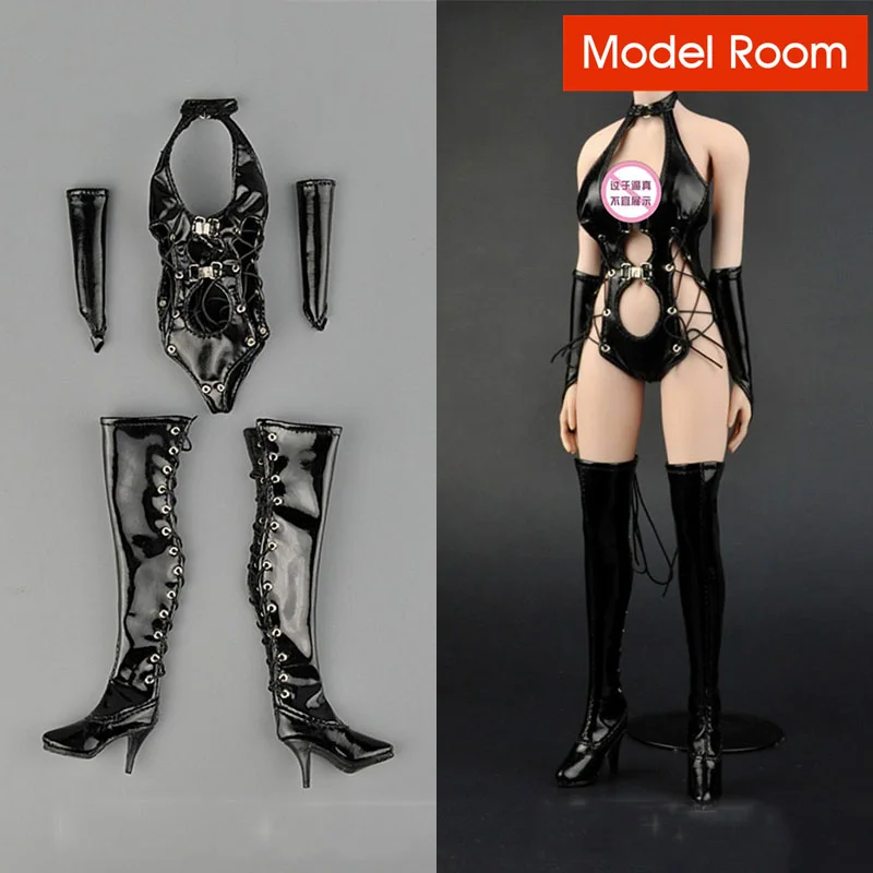 

ZYTOYS ZY5009 1/6 Female Sexy Leather Lingerie Underwear High Boots Soldier Clothes Model Fit 12'' TBL Action Figure Body